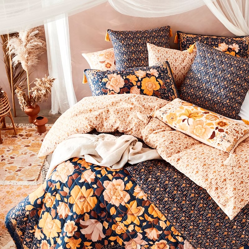 Wandering Folk Dawn Floral Navy Coverlet Separates