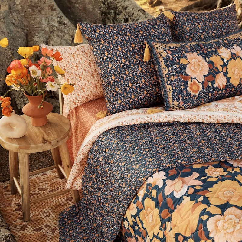 Wandering Folk Dawn Floral Navy Coverlet Separates
