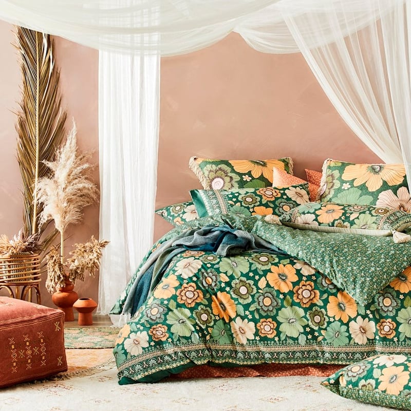 Wandering Folk Emerald Floral Quilt Cover Set + Separates