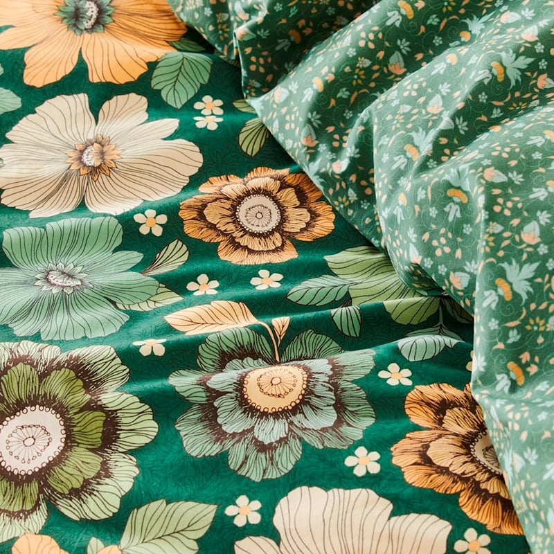 Wandering Folk Emerald Floral Quilt Cover Set + Separates