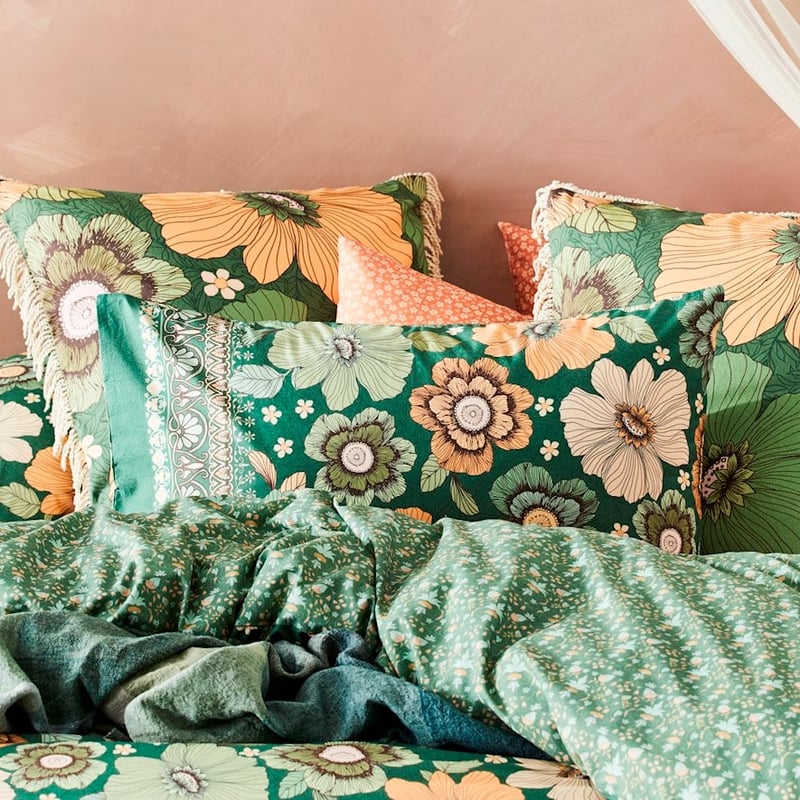 Wandering Folk Emerald Floral Quilt Cover Set + Separates