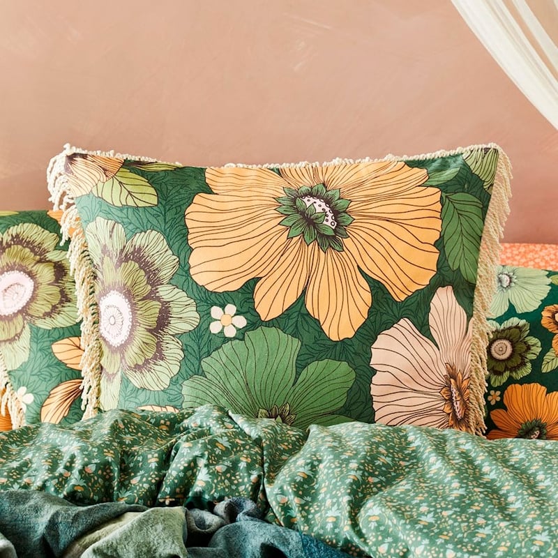 Wandering Folk Emerald Floral Quilt Cover Set + Separates
