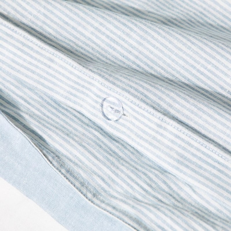 Vintage Washed Linen Sky Blue Stripe Quilt Cover Set + Separates