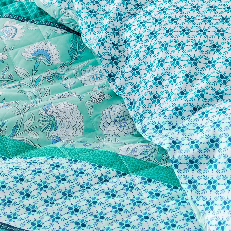 Clara Turquoise Quilted Quilt Cover Separates