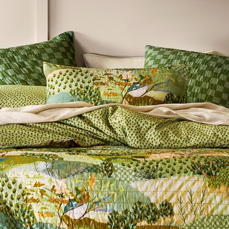 Green Harmony Quilted Quilt Cover Set + Separates