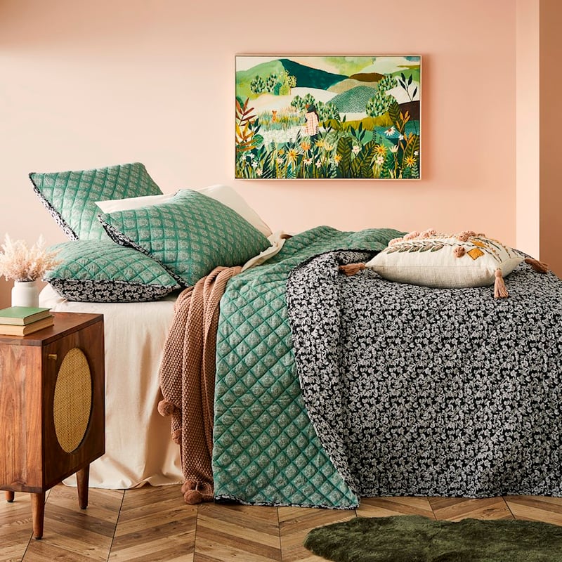 Ravi Green Quilted Coverlet Separates