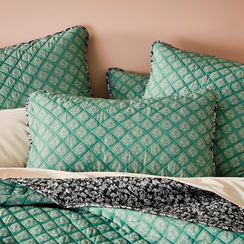 Ravi Green Quilted Coverlet Separates
