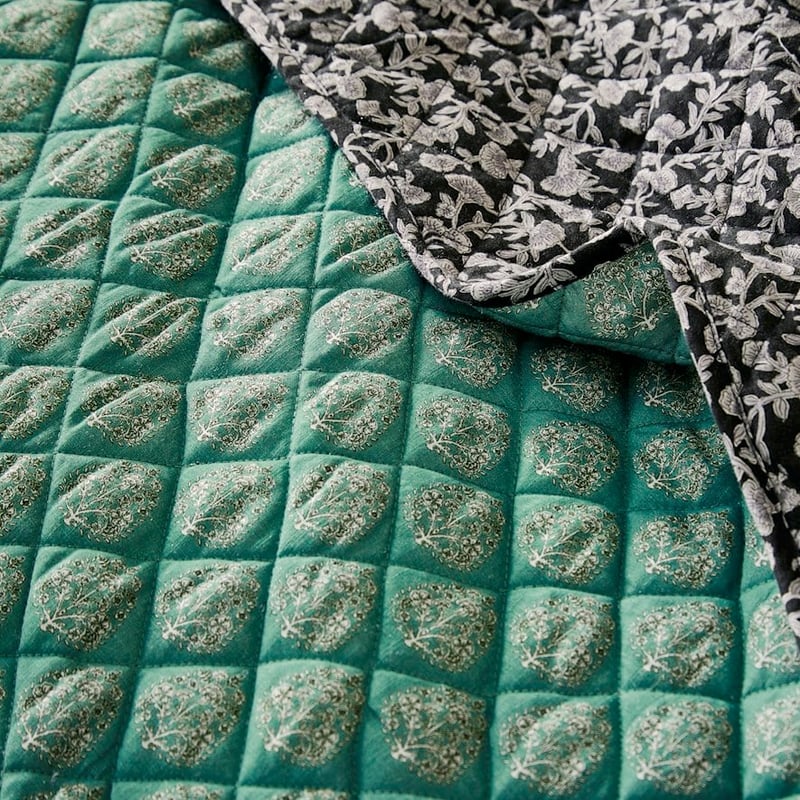 Ravi Green Quilted Coverlet Separates