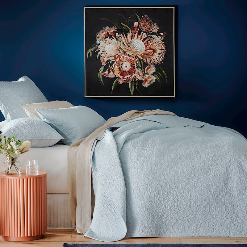 Chloe Ice Blue Quilted Coverlet Separates