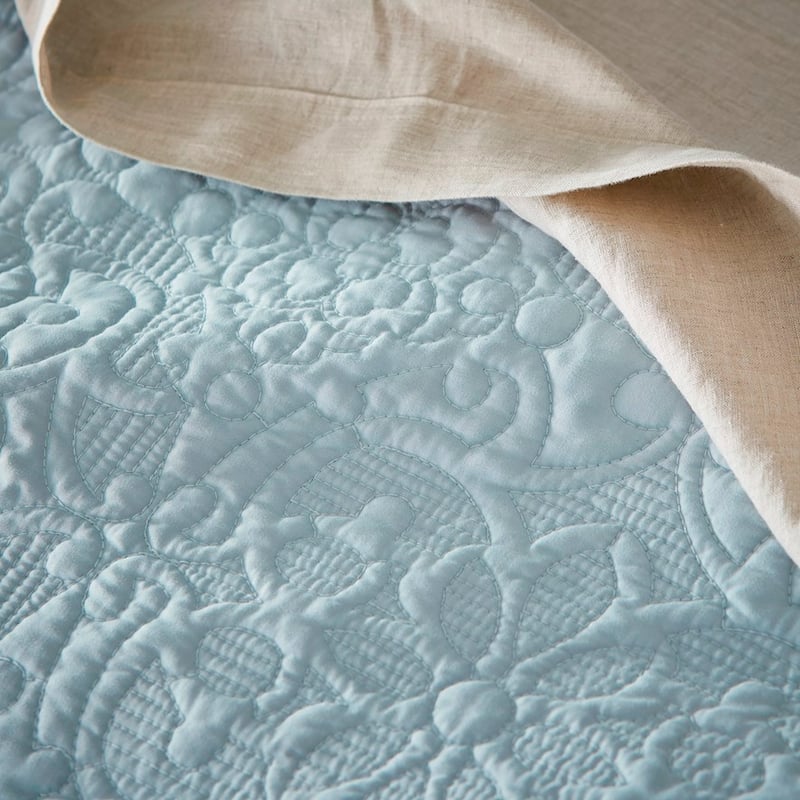 Chloe Ice Blue Quilted Coverlet Separates