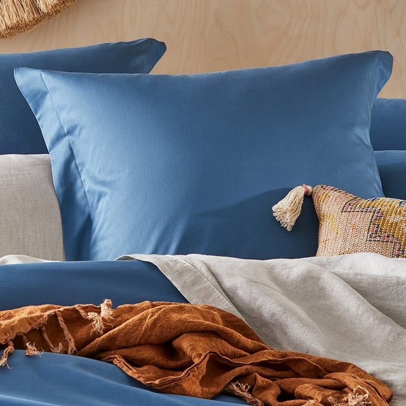 600TC Bamboo Cotton Steel Blue Quilt Cover Separates