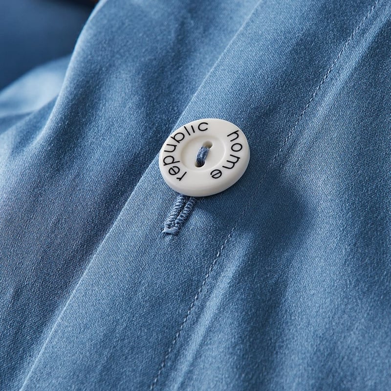 600TC Bamboo Cotton Steel Blue Quilt Cover Separates