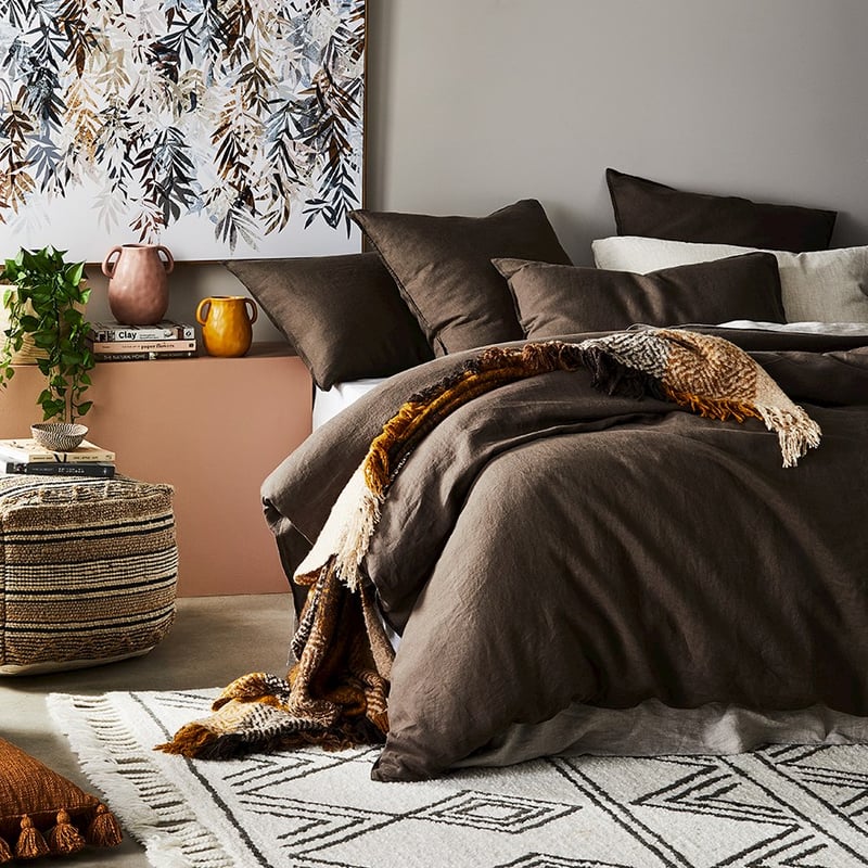 Vintage Washed Linen Cocoa Quilt Cover Separates