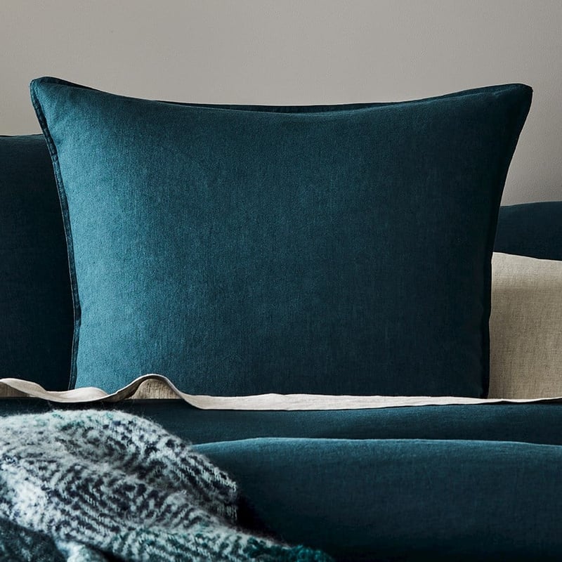 Vintage Washed Linen Deep Teal Quilt Cover Separates