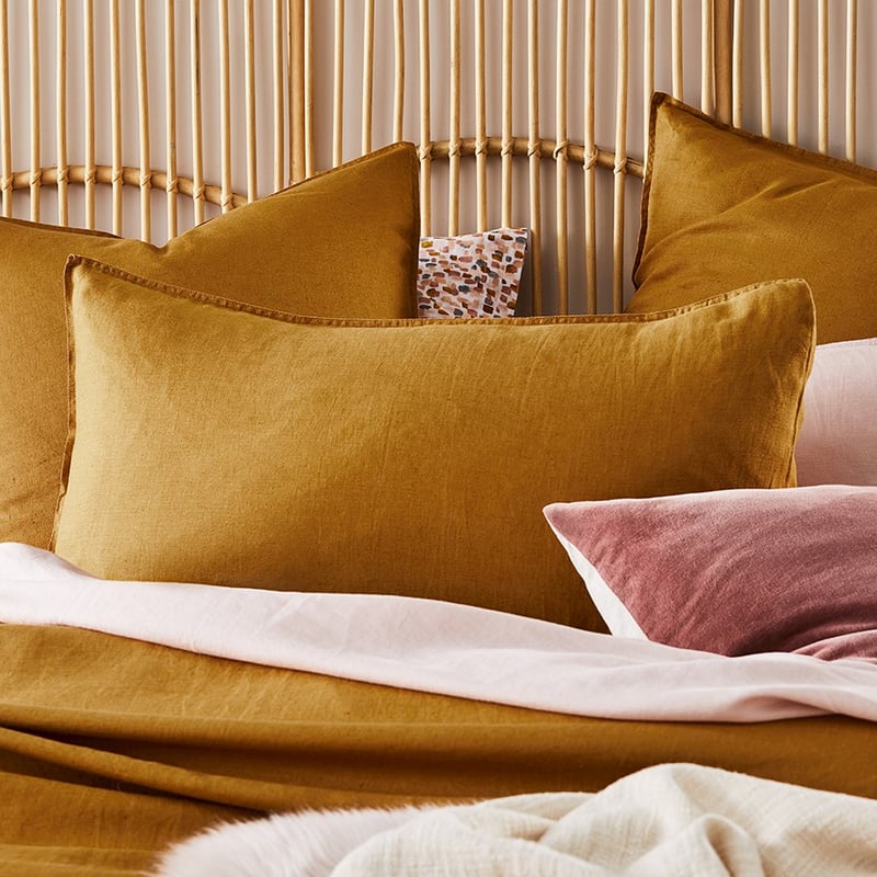 Vintage Washed Linen Dijon Quilt Cover Separates