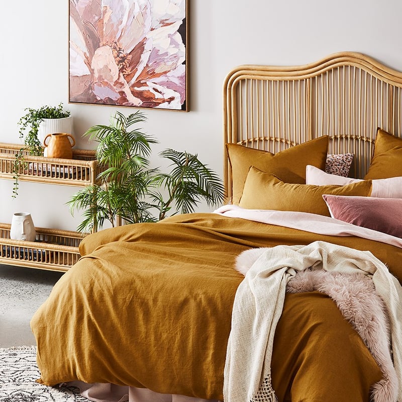 Vintage Washed Linen Dijon Quilt Cover Separates