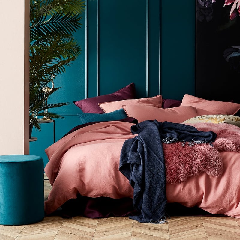 Vintage Washed Linen Dusty Rose Quilt Cover Separates