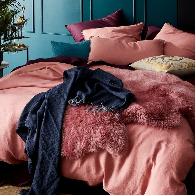 Vintage Washed Linen Dusty Rose Quilt Cover Separates