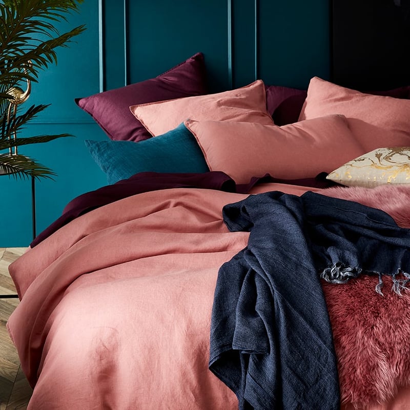 Vintage Washed Linen Dusty Rose Quilt Cover Separates