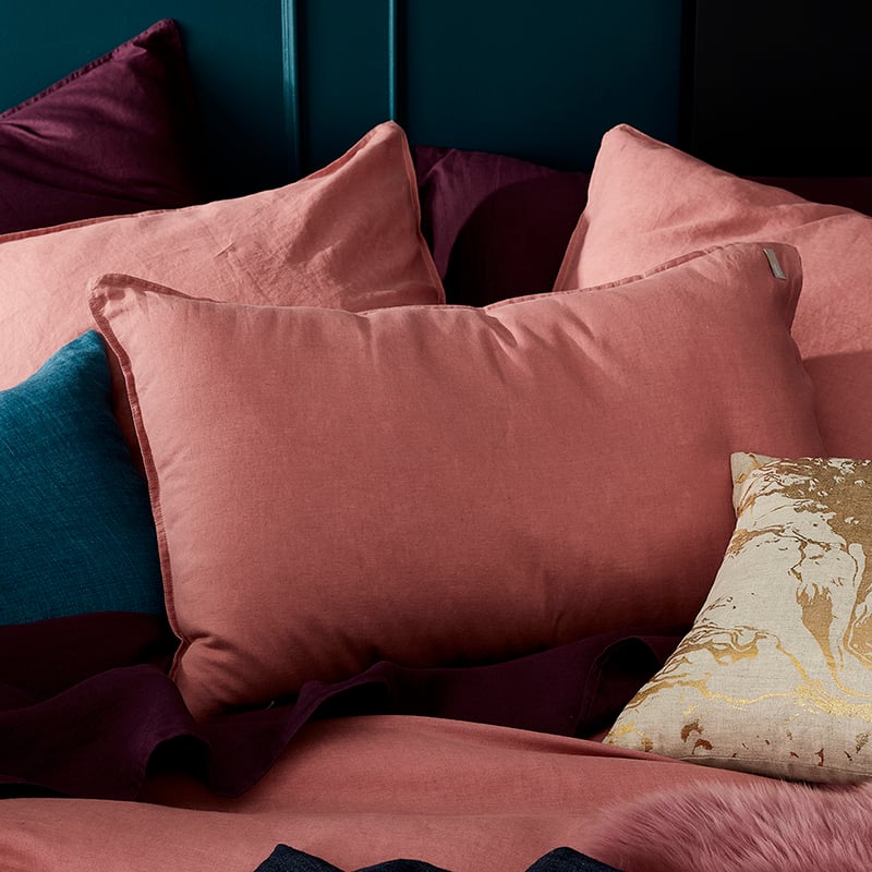 Vintage Washed Linen Dusty Rose Quilt Cover Separates