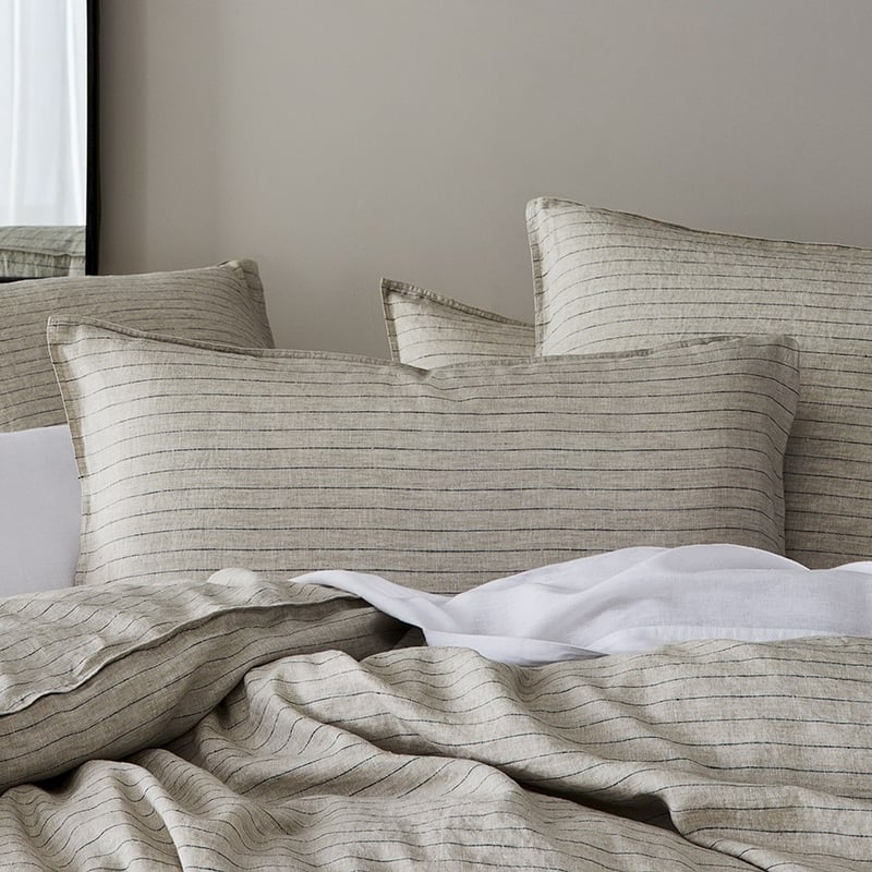 Vintage Washed Linen Linen & Navy Stripe Quilt Cover Separates