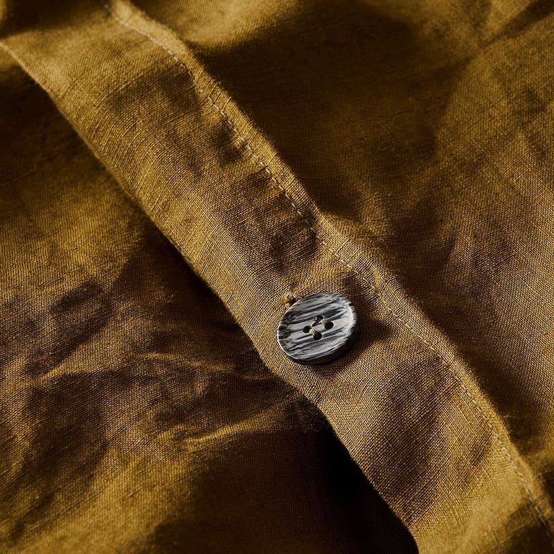 Vintage Washed Linen Olive Oil Quilt Cover Separates