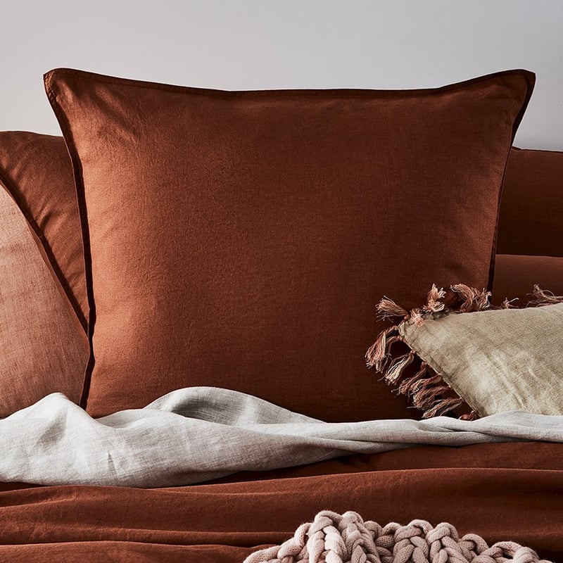 Vintage Washed Linen Paprika Quilt Cover Separates