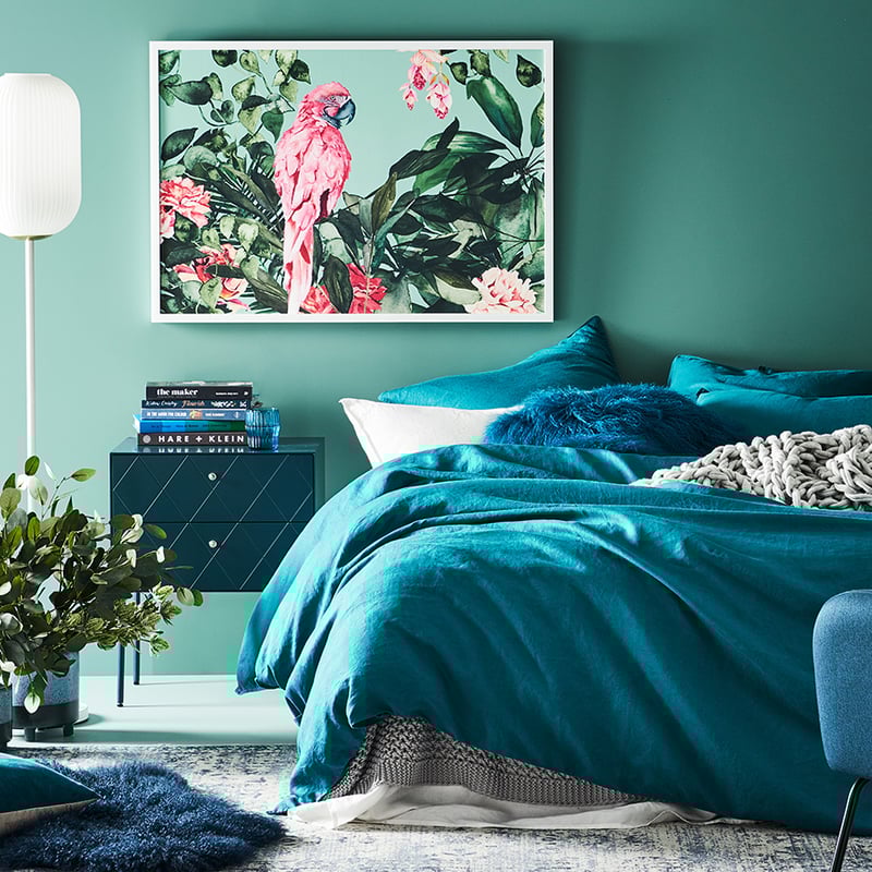 Vintage Washed Linen Peacock Quilt Cover Separates