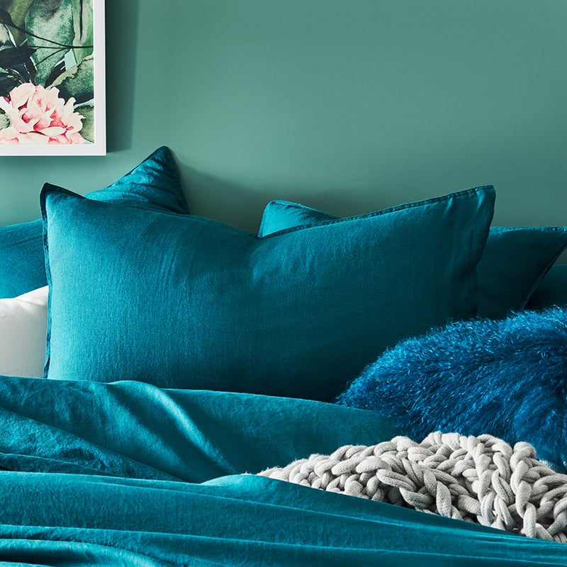 Vintage Washed Linen Peacock Quilt Cover Separates