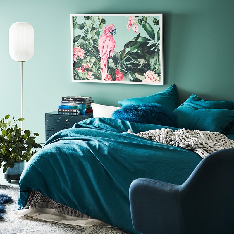 Vintage Washed Linen Peacock Quilt Cover Separates