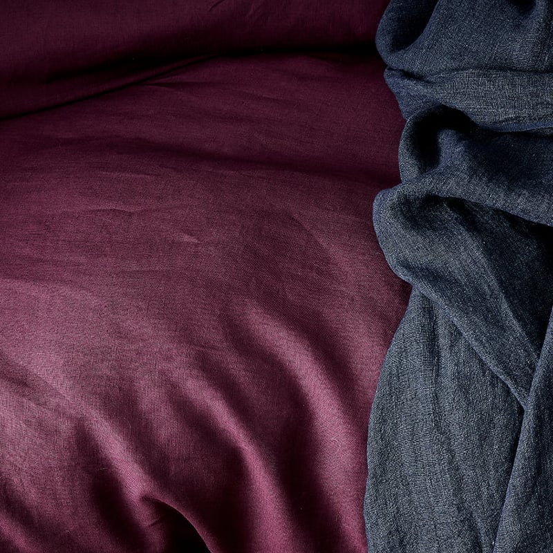 Vintage Washed Linen Prune Quilt Cover Separates