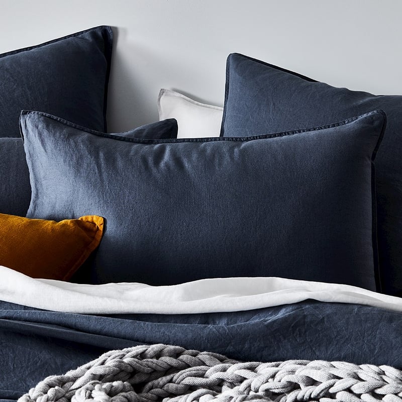Vintage Washed Linen Steel Blue Quilt Cover Separates