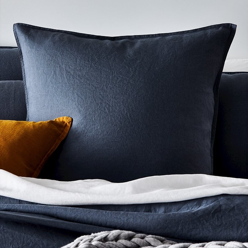 Vintage Washed Linen Steel Blue Quilt Cover Separates
