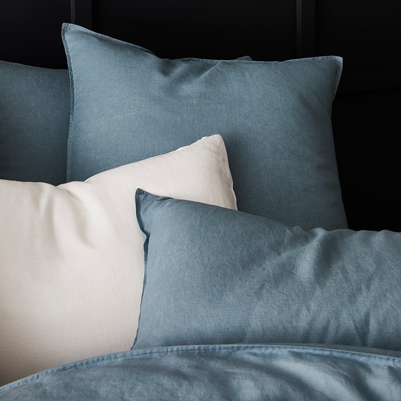 Vintage Washed Linen Storm Blue Quilt Cover