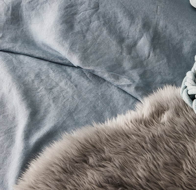 Vintage Washed Linen Storm Blue Quilt Cover
