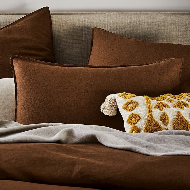 Vintage Washed Linen Tobacco Quilt Cover Separates