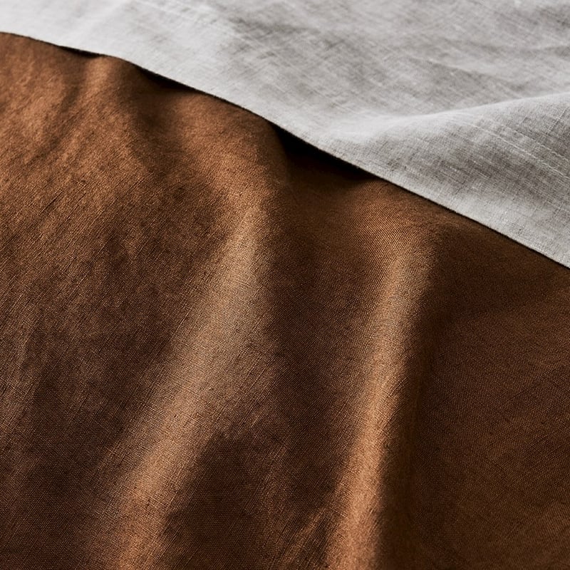 Vintage Washed Linen Tobacco Quilt Cover Separates