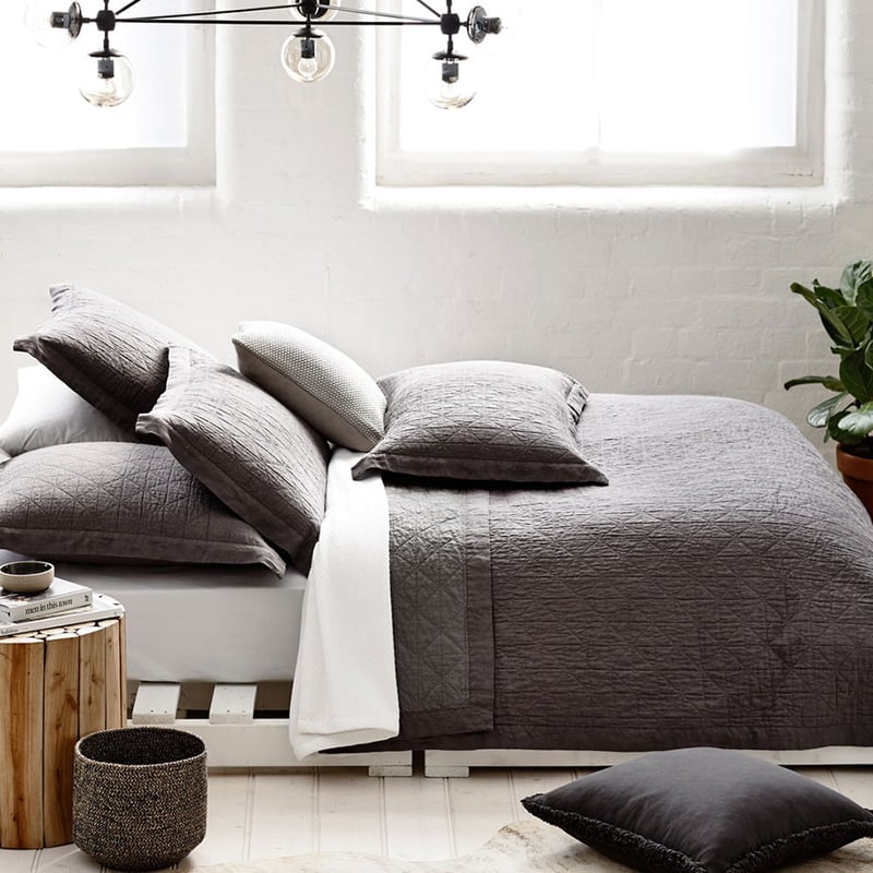 Vintage Washed Linen Coal Coverlet Separates