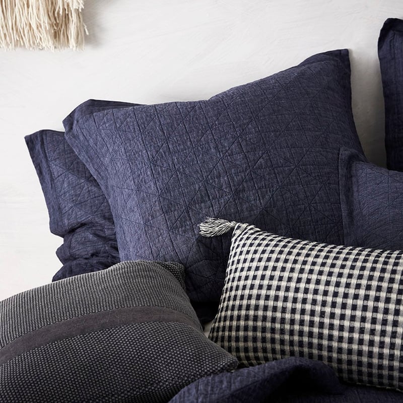 Vintage Washed Linen Denim Coverlet