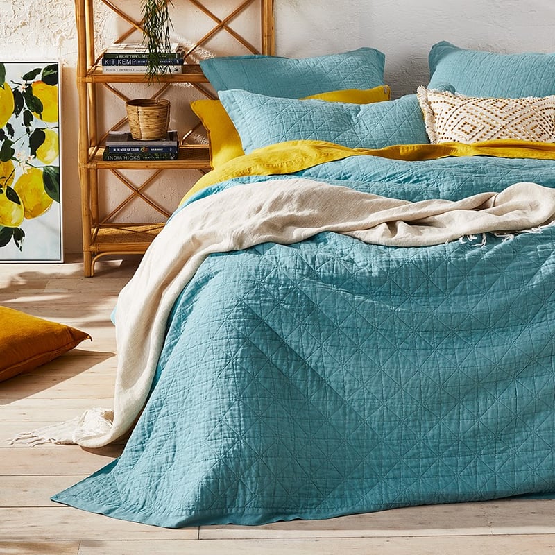 Vintage Washed Linen Marine Coverlet Separates