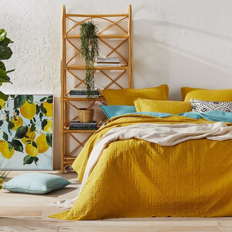 Vintage Washed Linen Sunflower Coverlet Separates