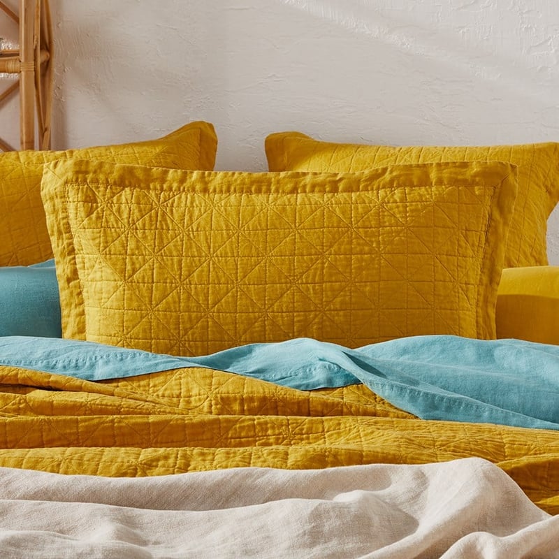 Vintage Washed Linen Sunflower Coverlet Separates