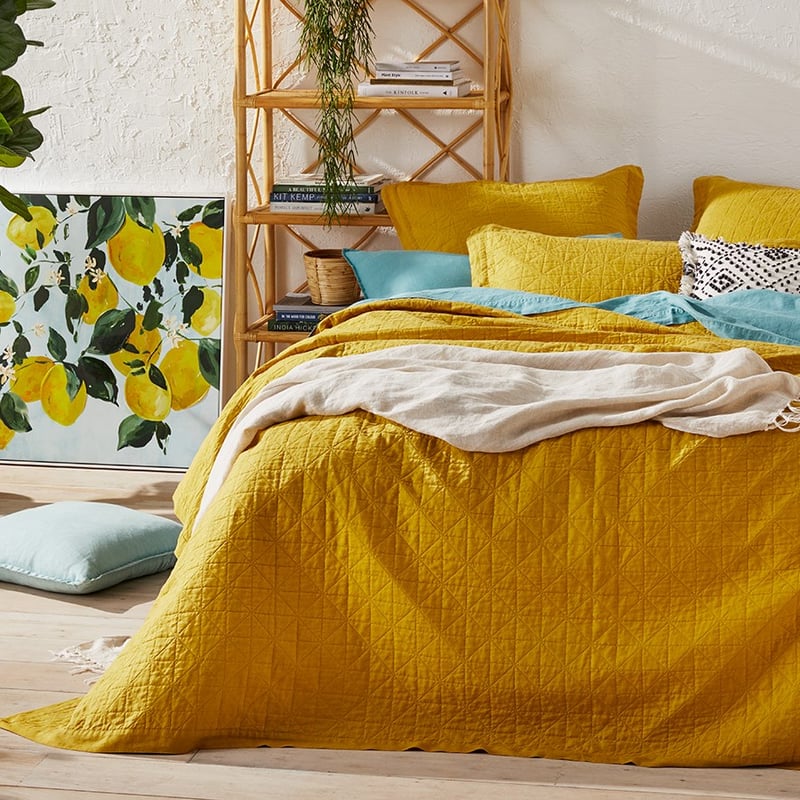Vintage Washed Linen Sunflower Coverlet Separates