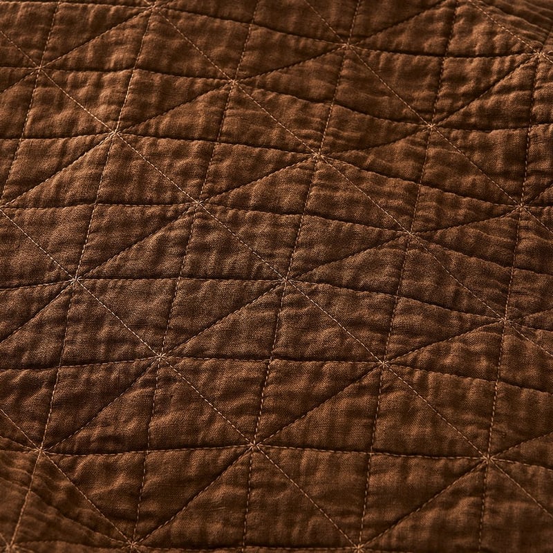 Vintage Washed Linen Tobacco Quilted Coverlet Separates