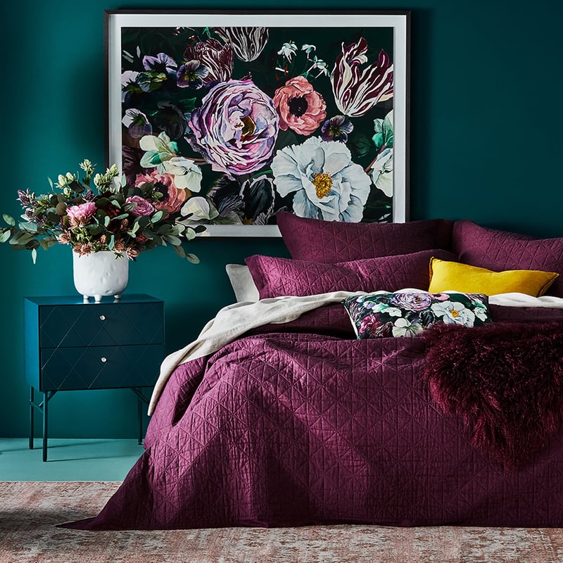 Vintage Washed Linen Wine Coverlet Separates