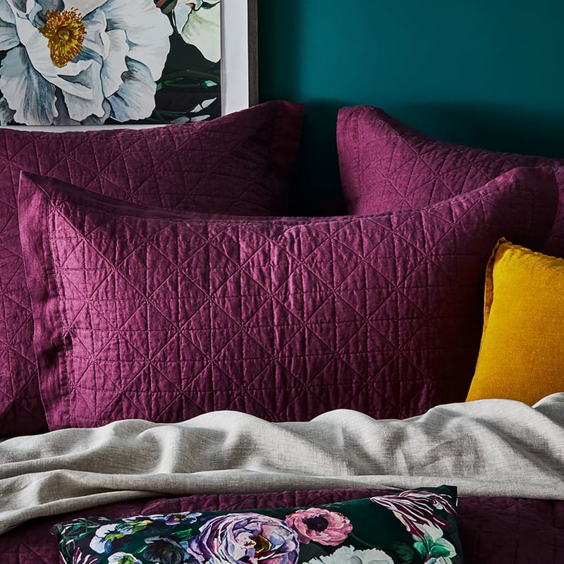 Vintage Washed Linen Wine Coverlet Separates