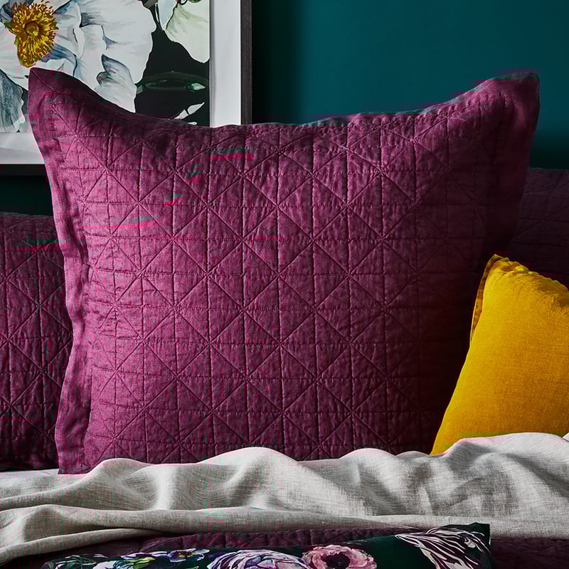Vintage Washed Linen Wine Coverlet Separates