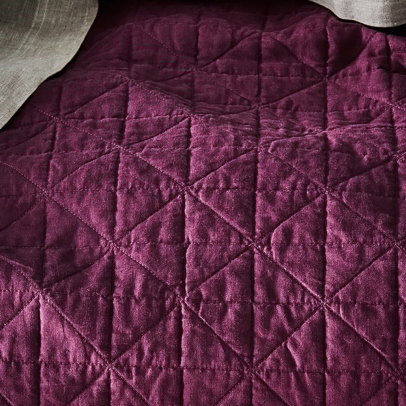 Vintage Washed Linen Wine Coverlet Separates