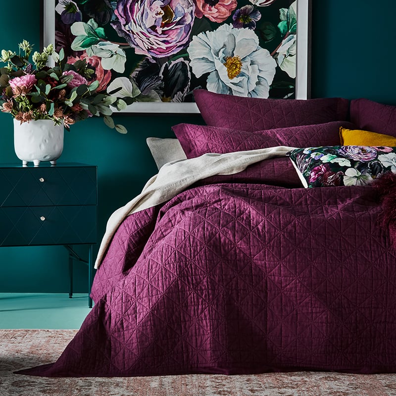 Vintage Washed Linen Wine Coverlet Separates