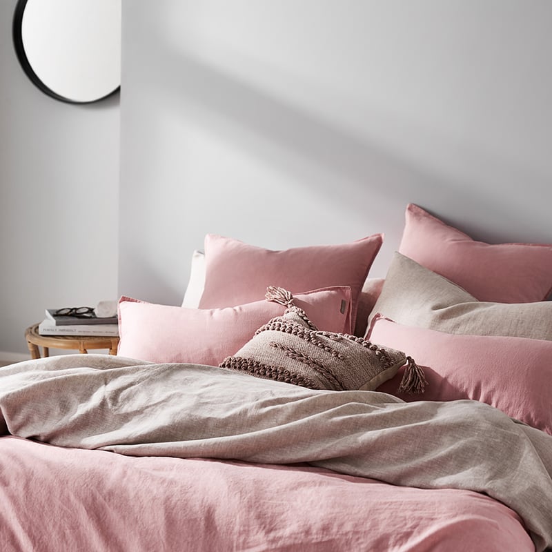 Vintage Washed Linen Blush Quilt Cover